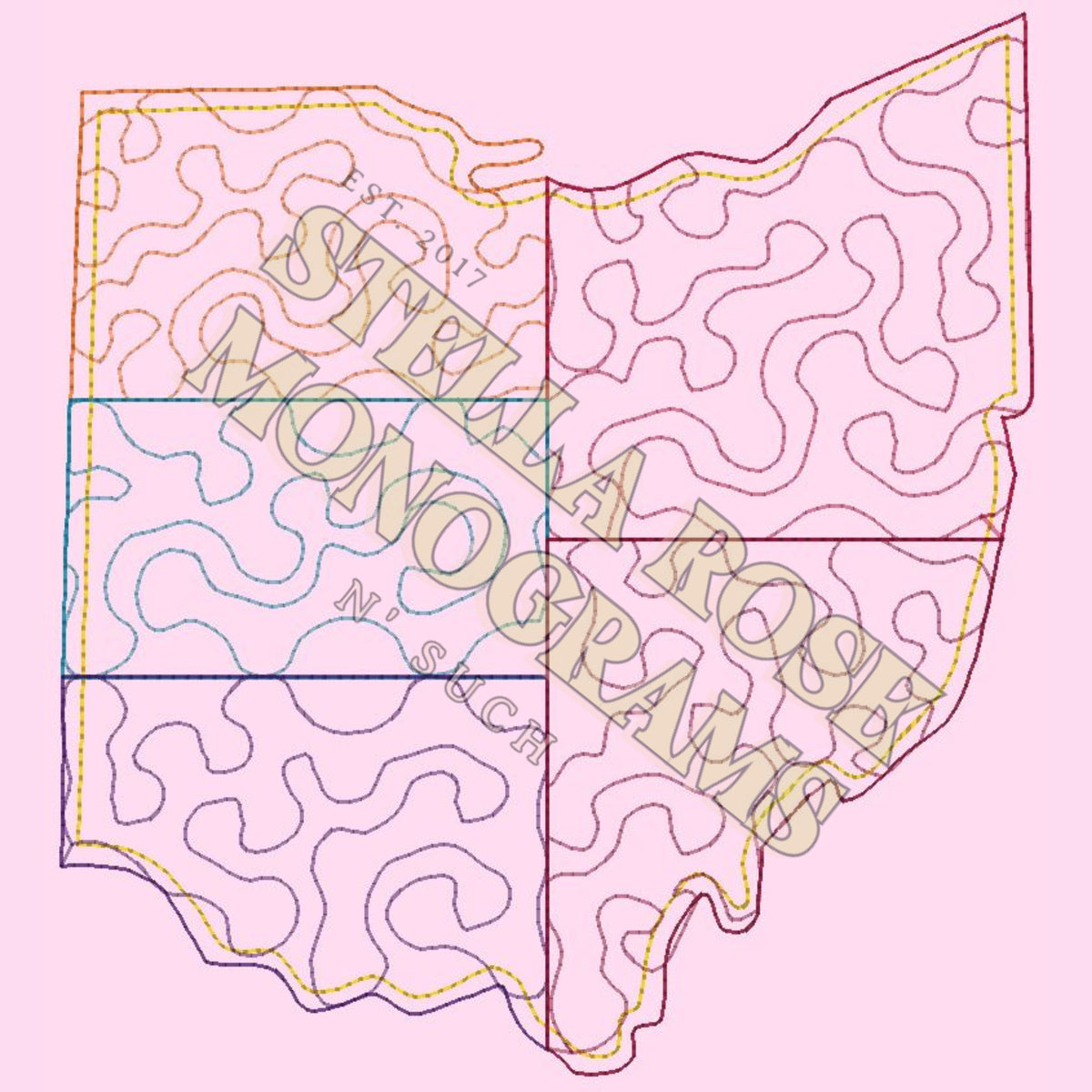Ohio Quilted State Applique Embroidery Design Digital Download – Stella ...