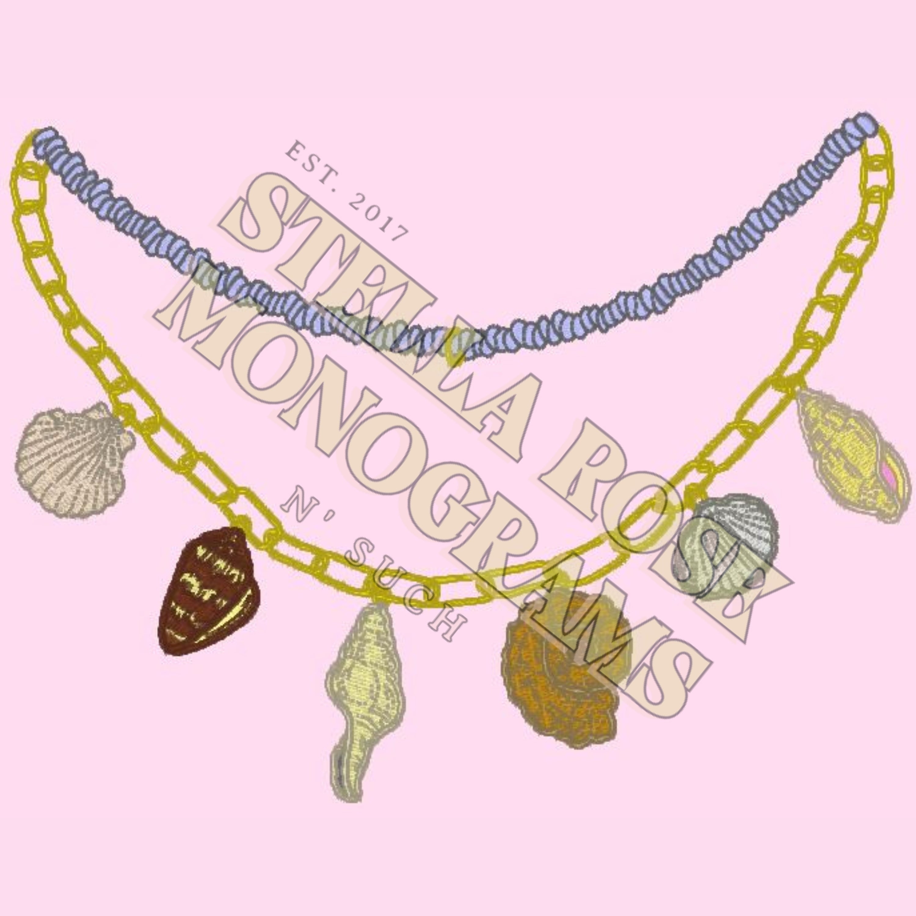 Seashell Initial Necklace Embroidery Design Digital Download @artistry ...